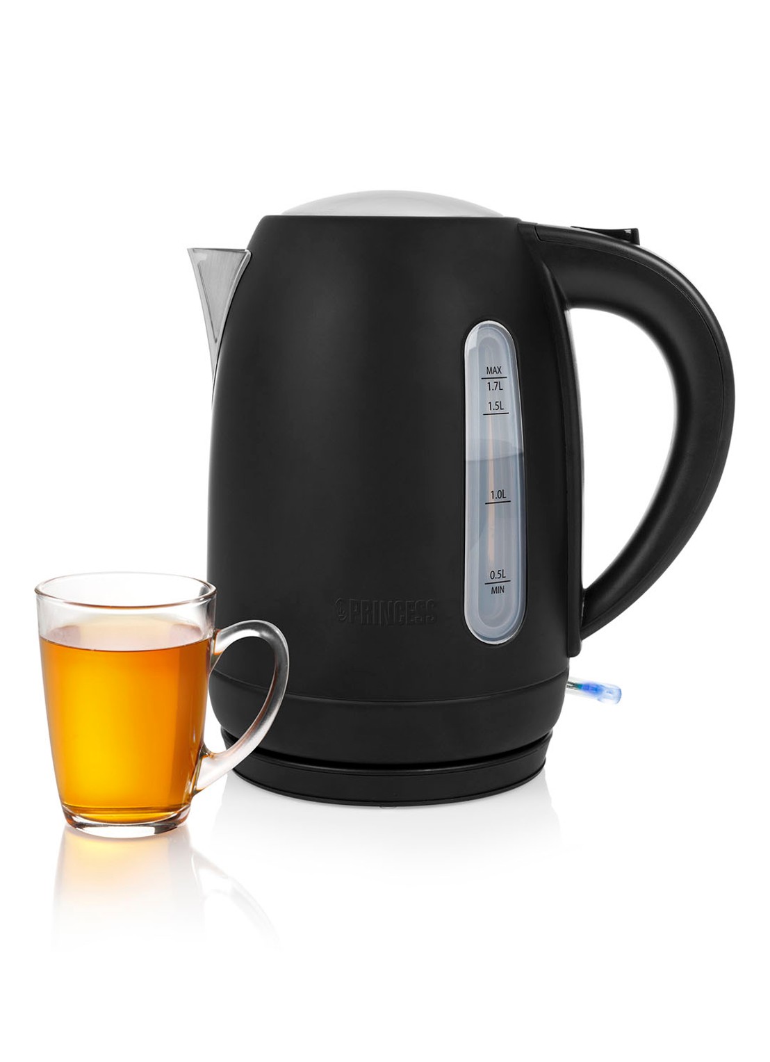 Princess Black Steel waterkoker 1,7 liter 236032 - voorkant 2 zwart