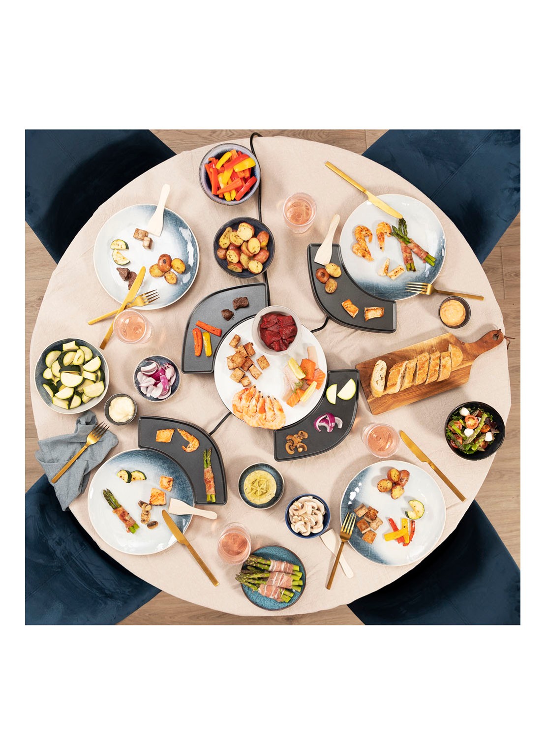 Princess Dinner4All Circle gourmetstel met vier individuele kookstations 103070 - detail 5 zwart