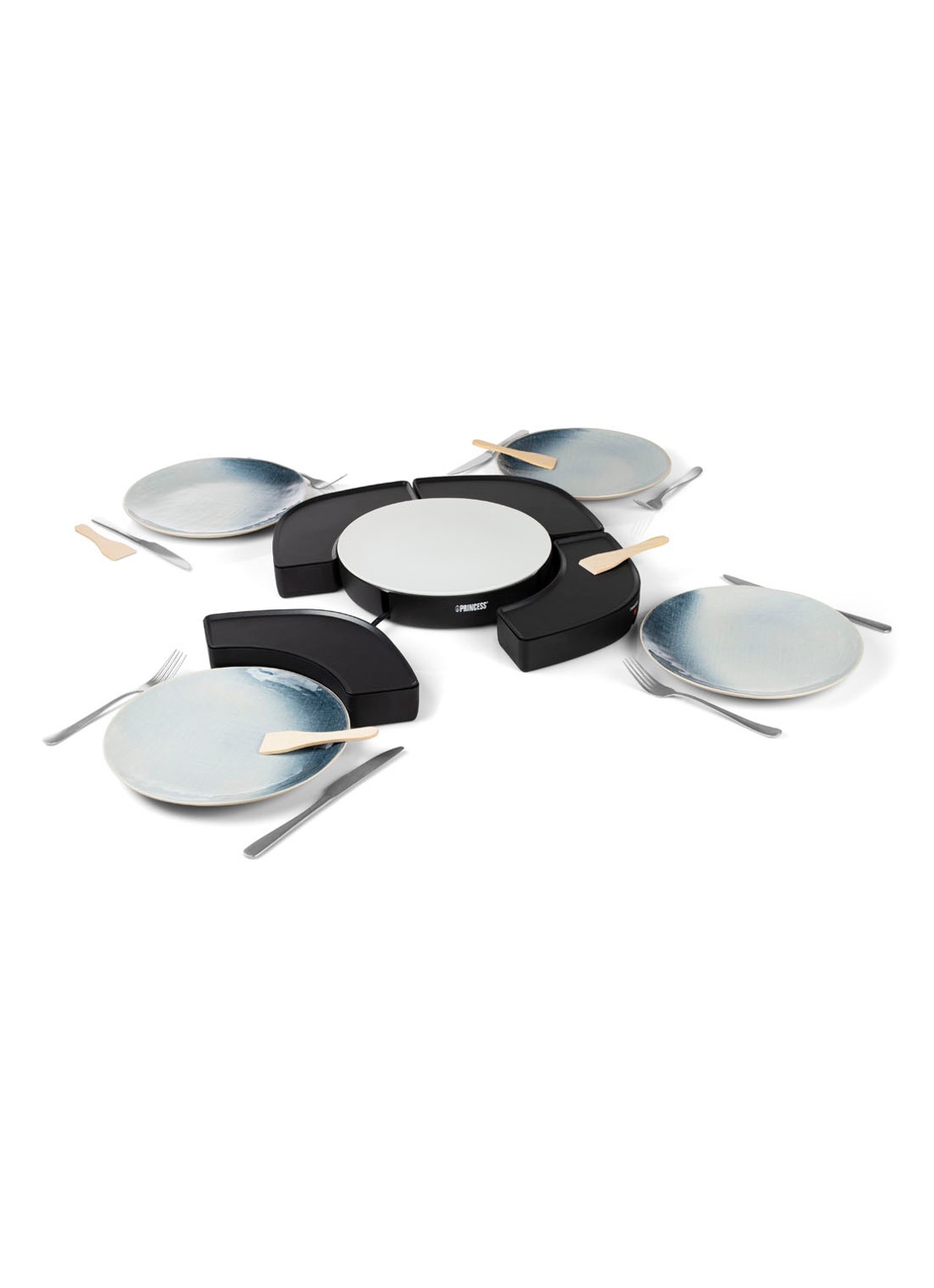 Princess Dinner4All Circle gourmetstel met vier individuele kookstations 103070 - voorkant zwart