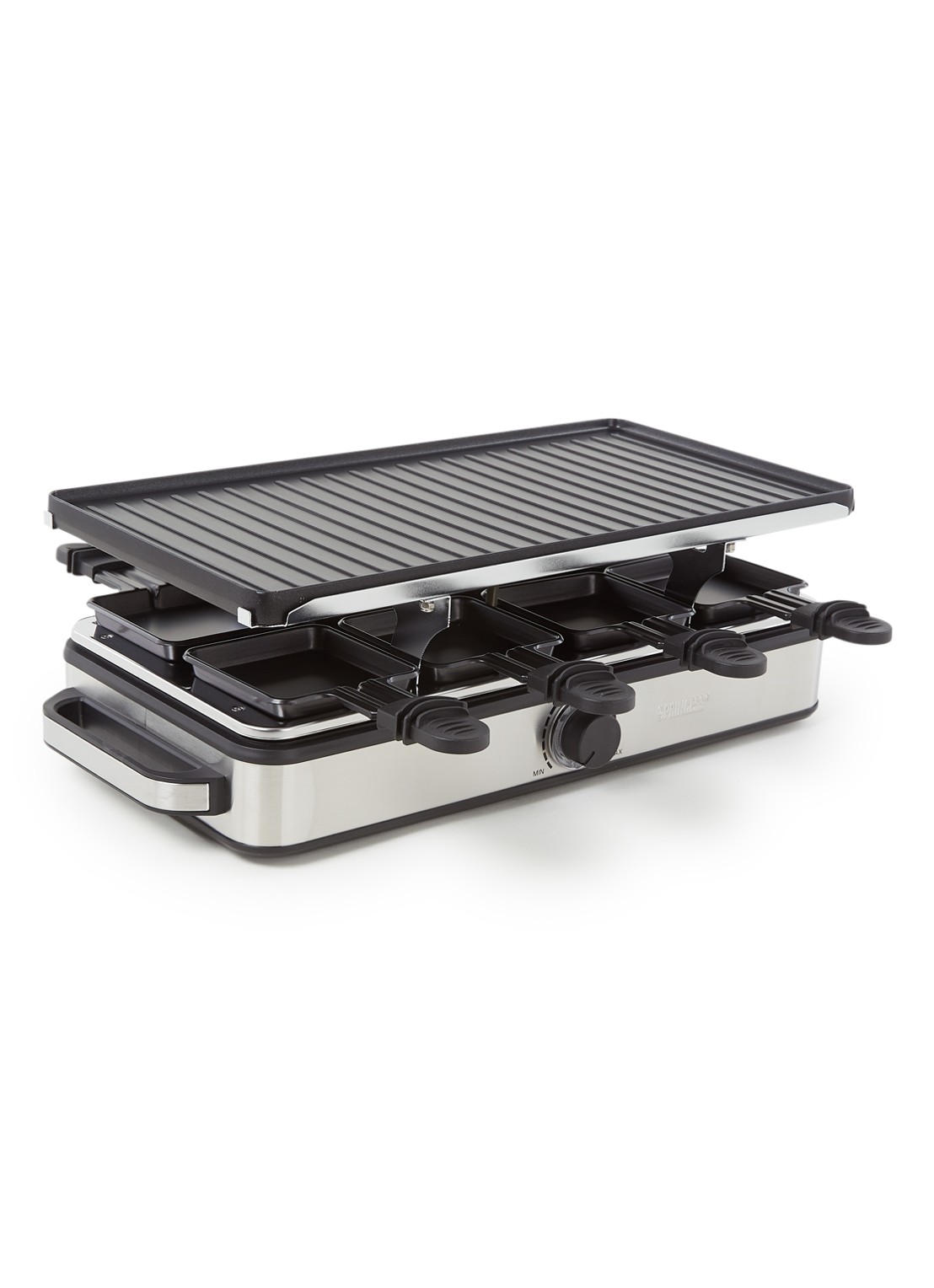 Princess Raclette 8 Grill Deluxe gourmetstel 162645 - voorkant zilver