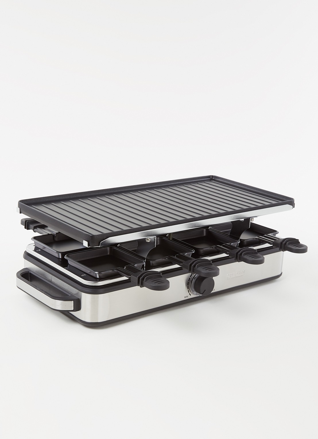 Princess Raclette 8 Grill Deluxe gourmetstel 162645 - voorkant 2 zilver