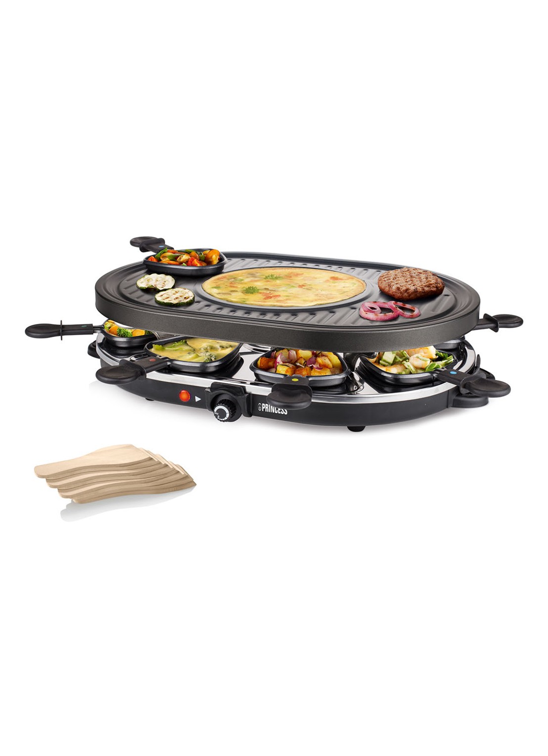 Princess Raclette 8 Oval Grill Party gourmetstel 162700 - detail 5 zwart