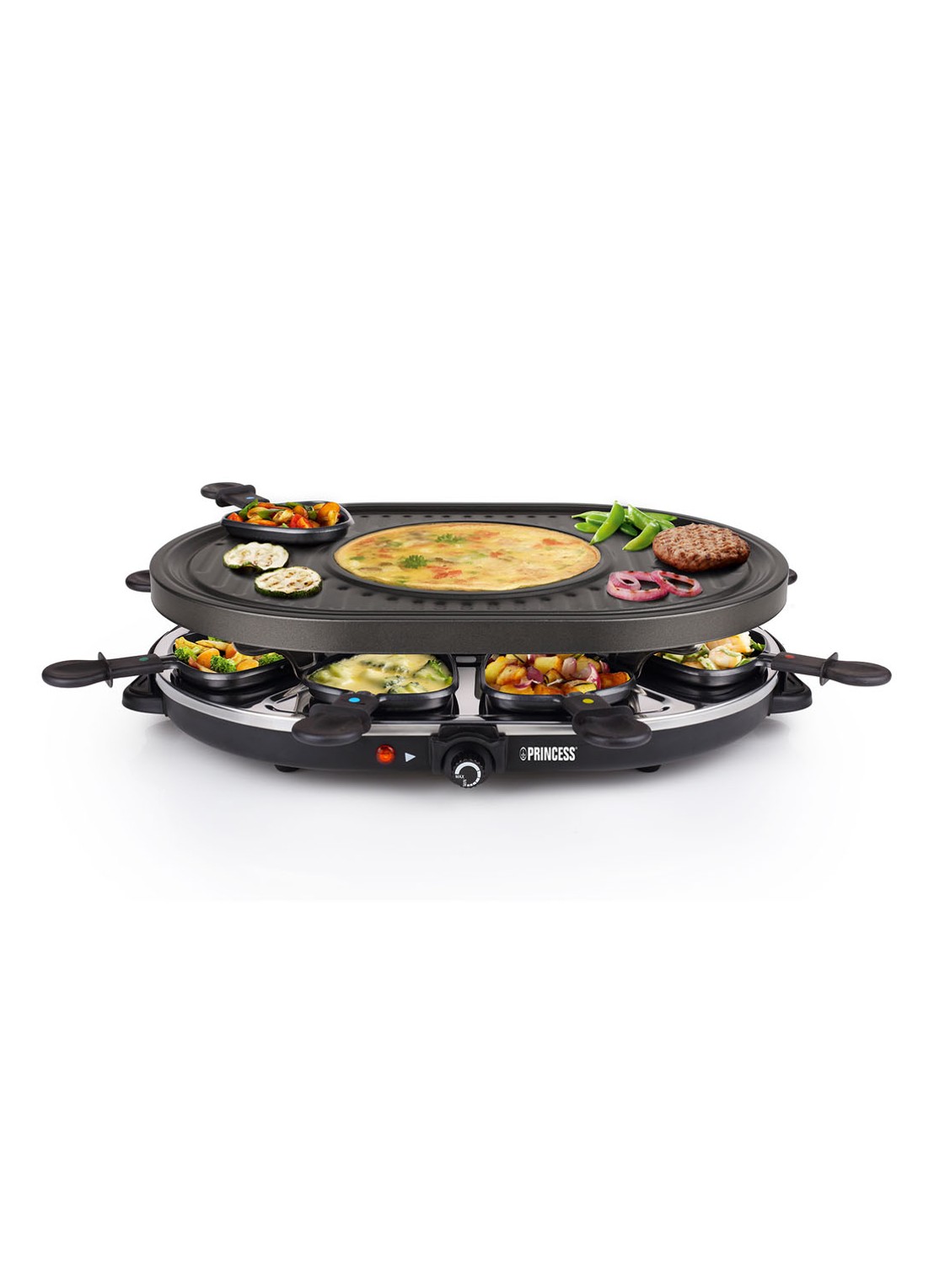 Princess Raclette 8 Oval Grill Party gourmetstel 162700 - detail 7 zwart