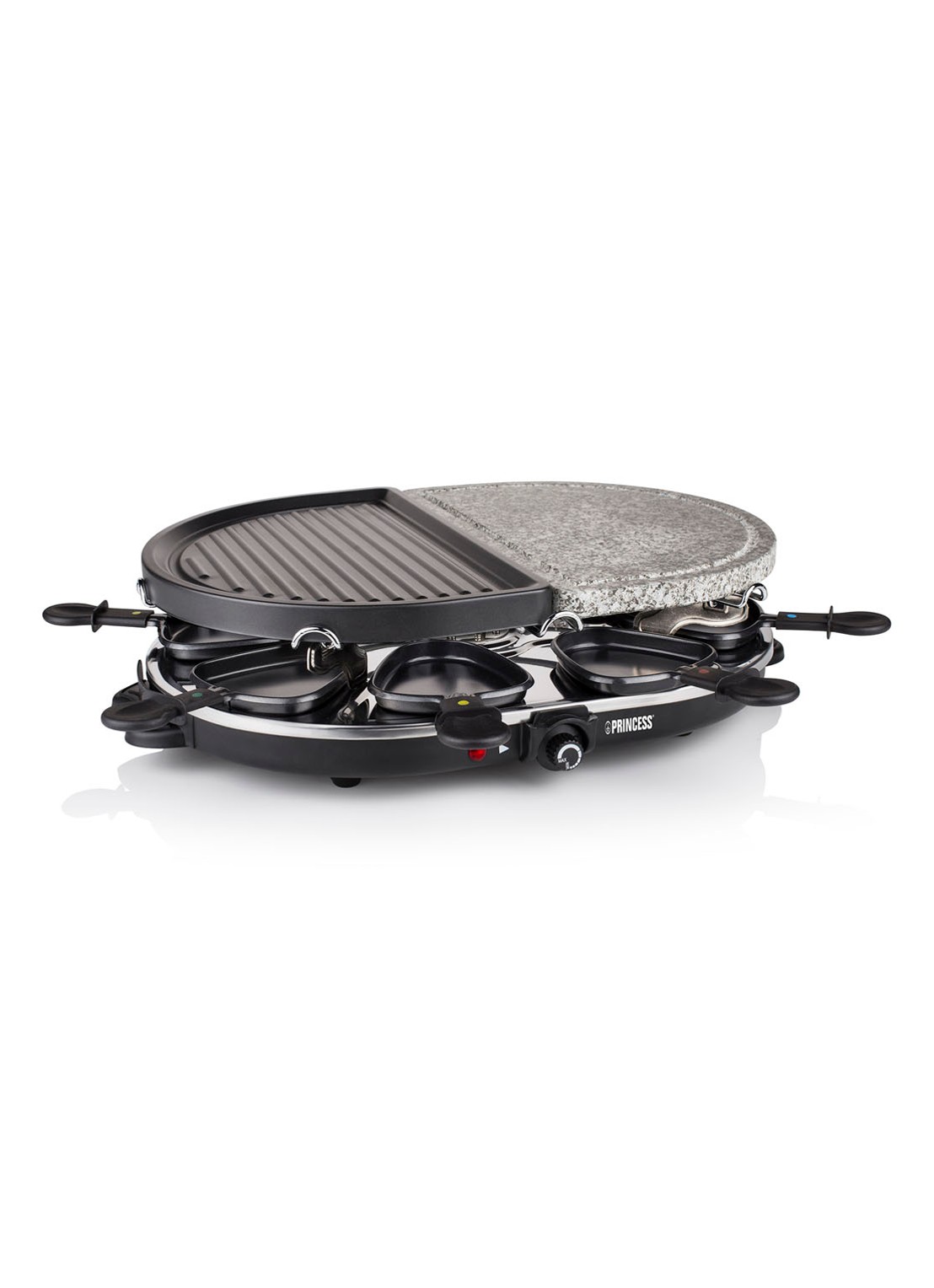 Princess Raclette 8 Oval Stone & Grill Party gourmetstel 162710 - detail 7 zwart
