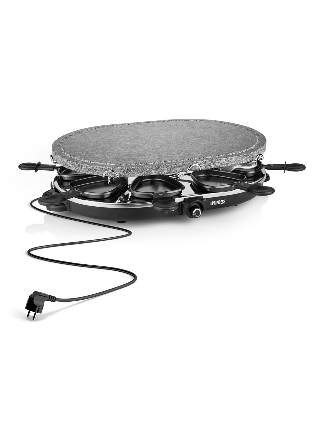 Princess Raclette 8 Oval Stone Grill Party gourmetstel 162720 - detail 6 zwart