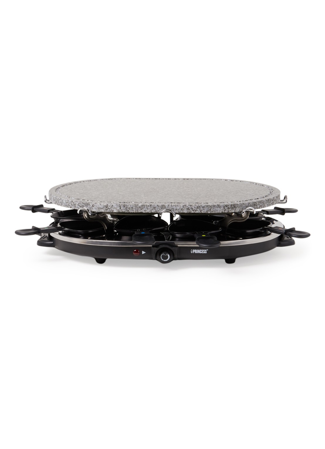 Princess Raclette 8 Oval Stone Grill Party gourmetstel 162720 - voorkant zwart