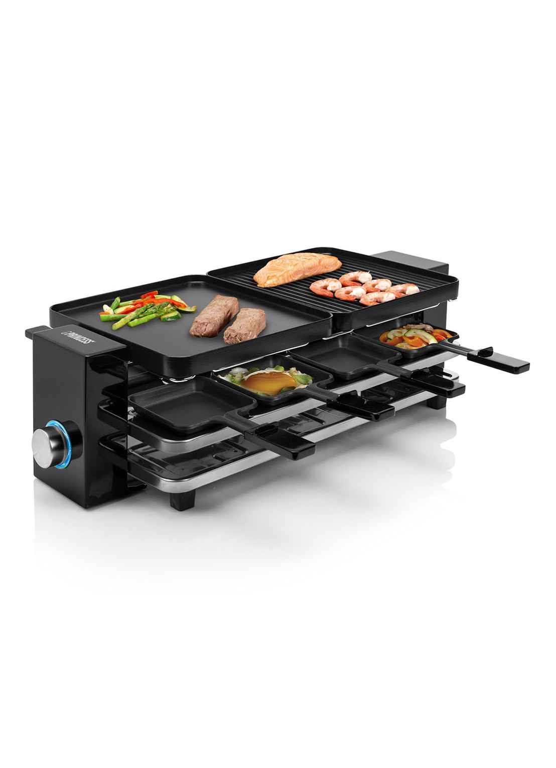 Princess Raclette Piano Black 8 gourmetstel 162925 - voorkant 2 zwart