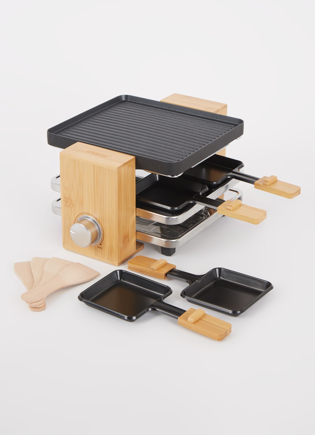 Princess Raclette Pure 4 gourmetstel 162950 - voorkant 2 zwart