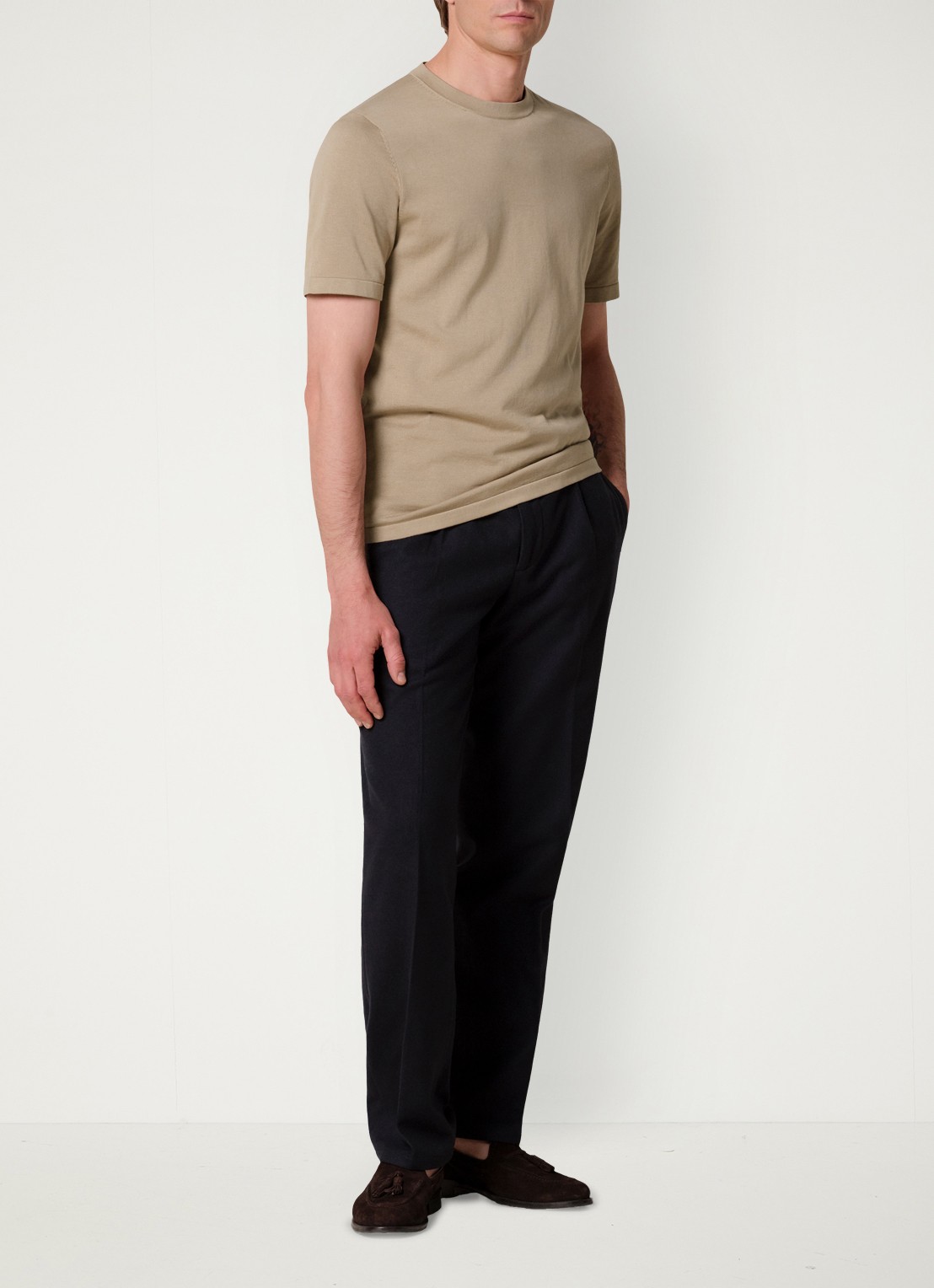 Profuomo Aero ease T-shirt met stretch - voorkant 6 beige
