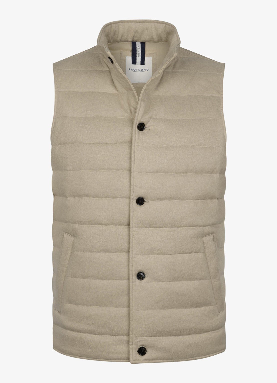 Profuomo Bodywarmer in linnenblend met steekzakken - voorkant 4 beige