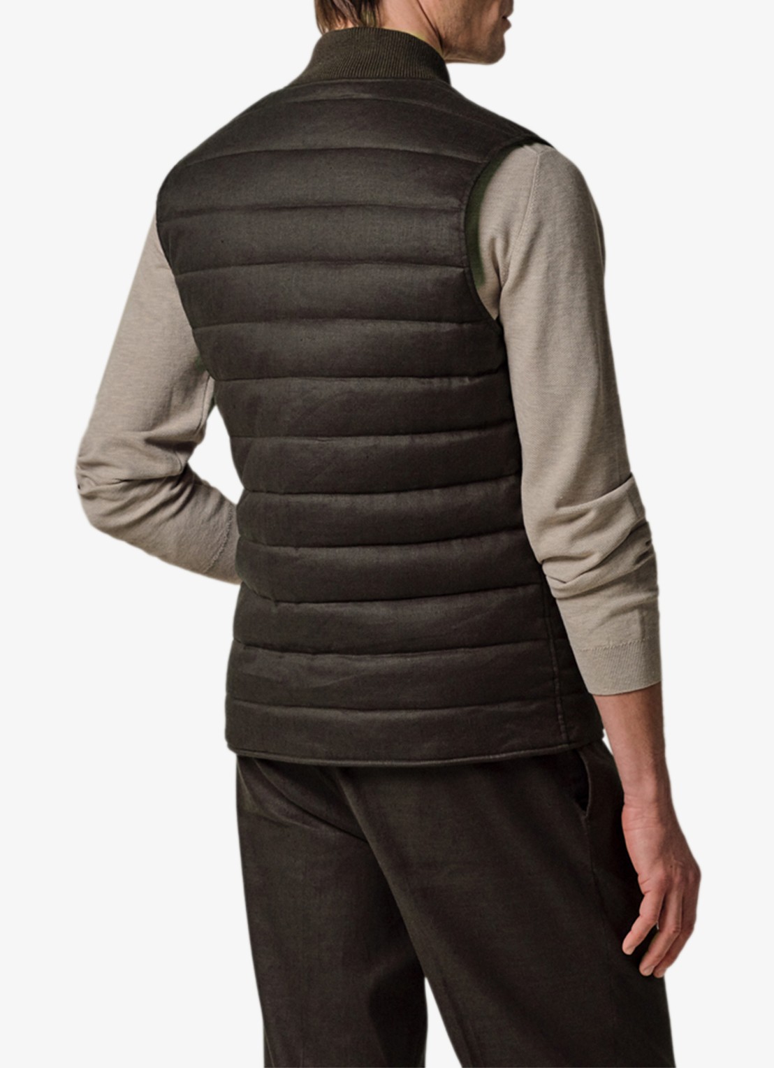 Profuomo Bodywarmer in linnenblend met steekzakken - achterkant donkerbruin