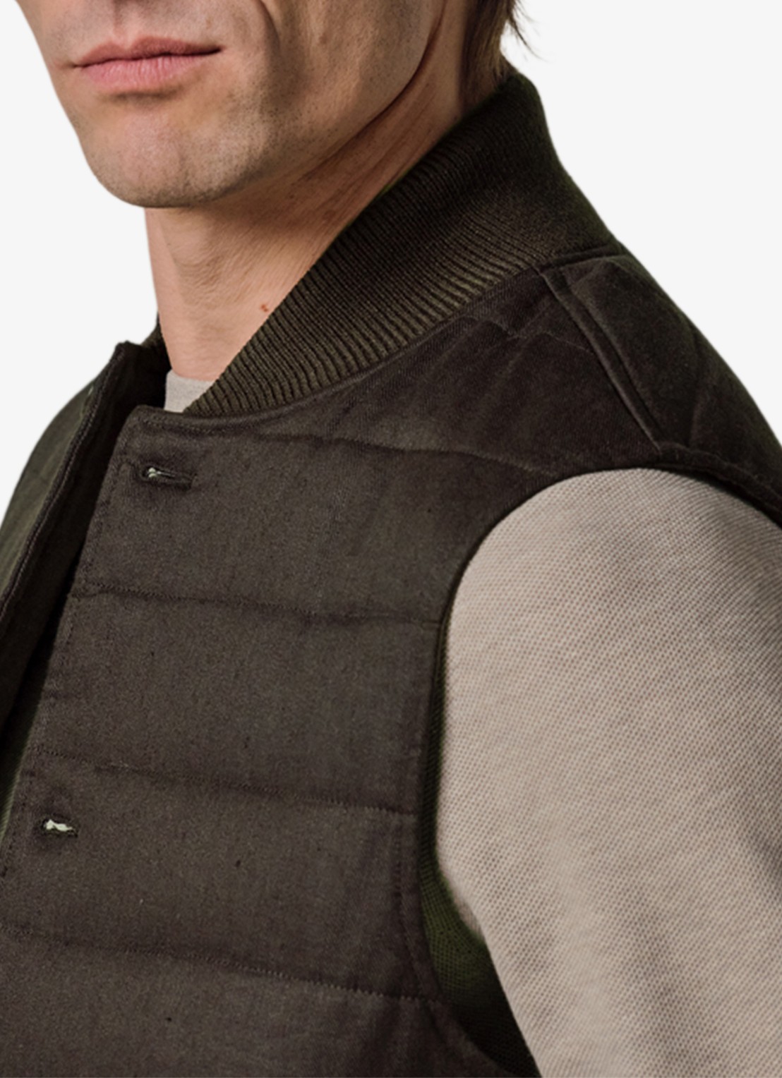 Profuomo Bodywarmer in linnenblend met steekzakken - detail 3 donkerbruin