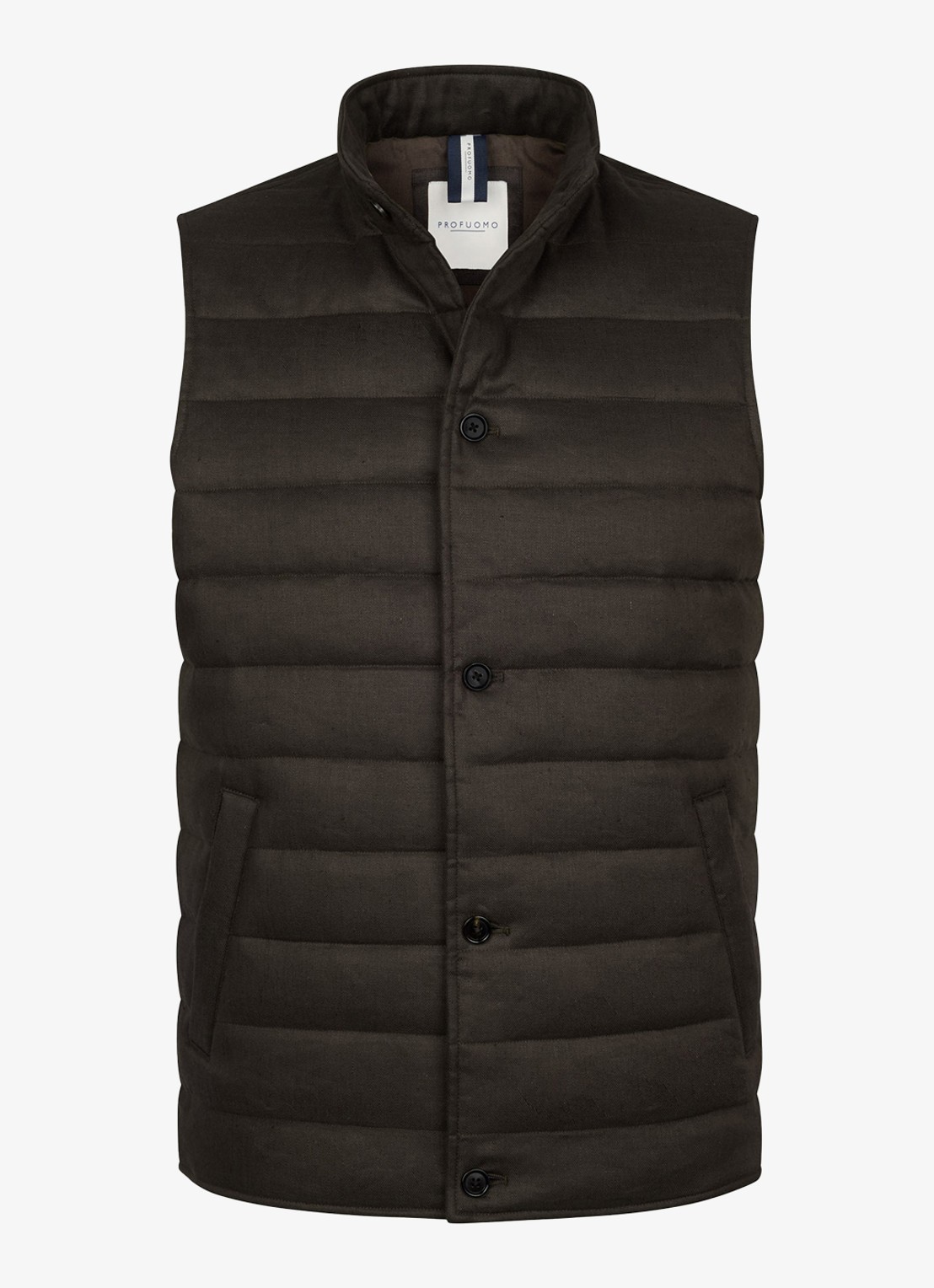 Profuomo Bodywarmer in linnenblend met steekzakken - voorkant 5 donkerbruin