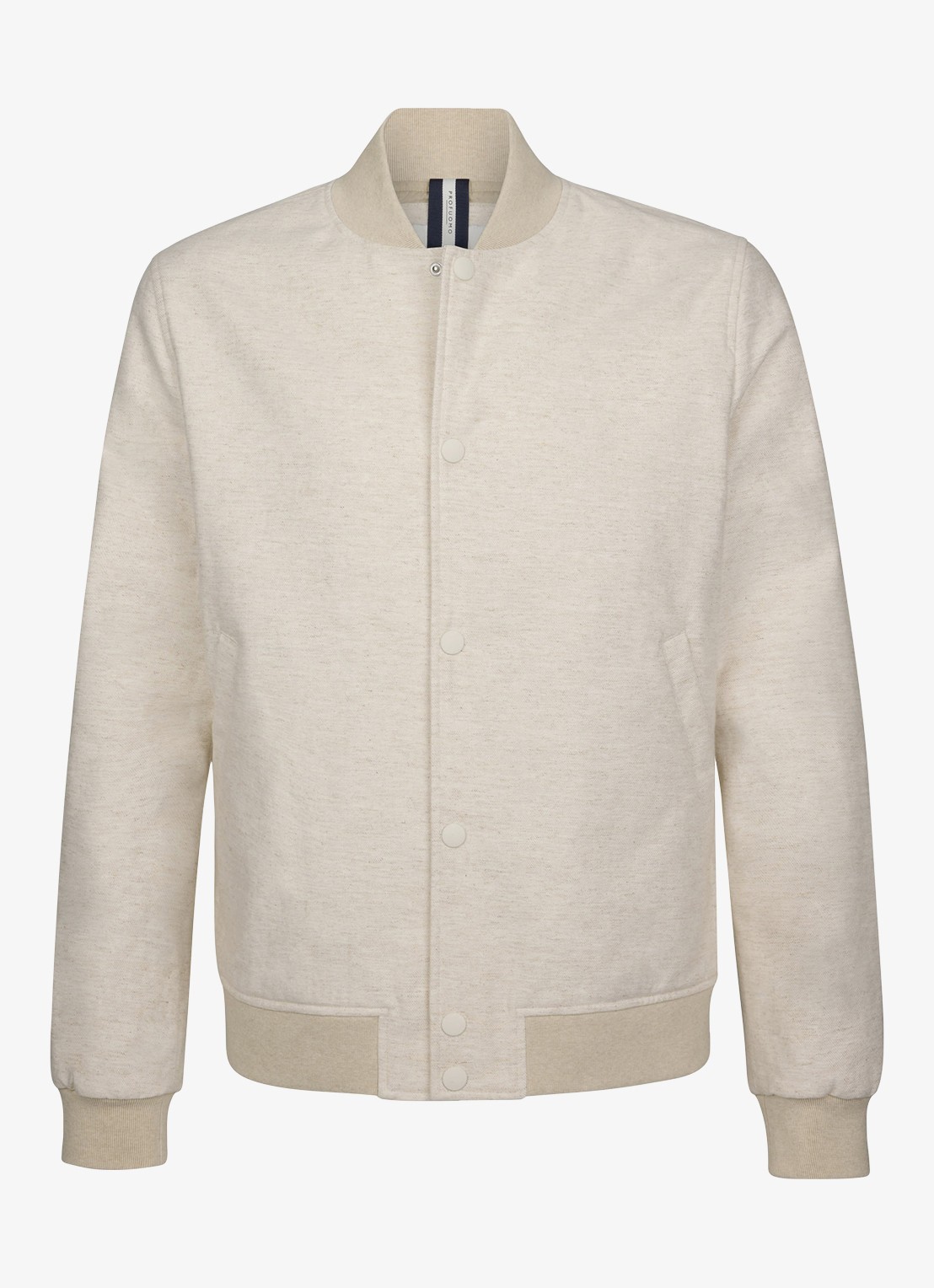 Profuomo Bomber van katoen linnen - detail 3 gebroken wit