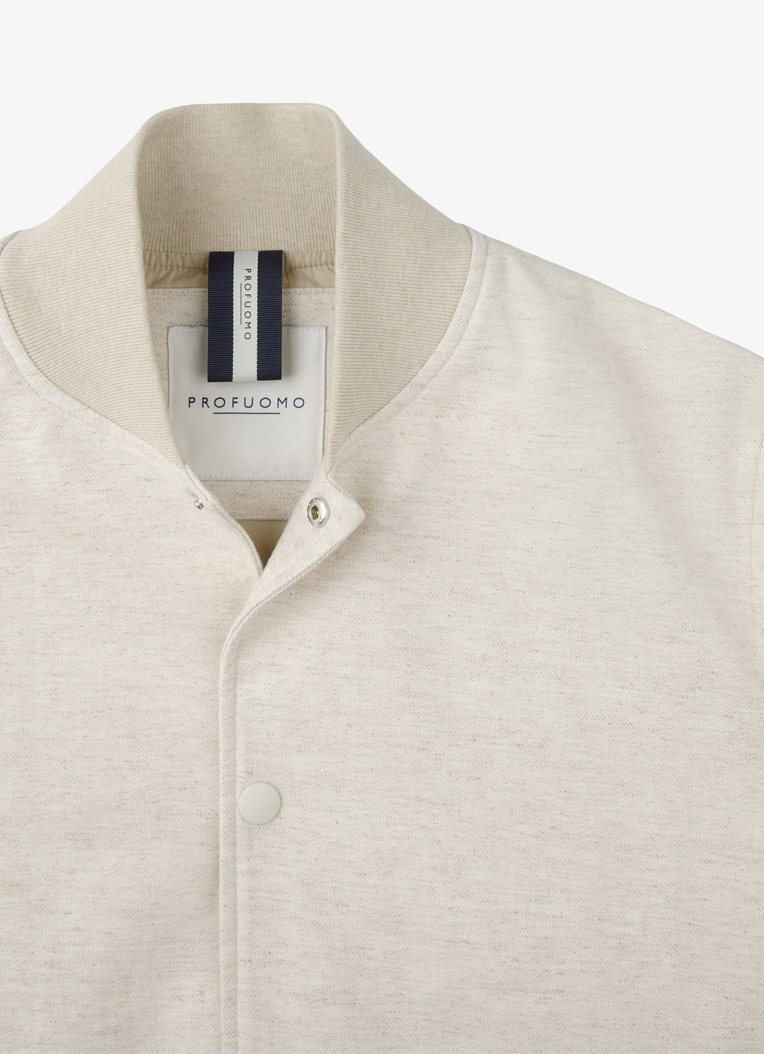 Profuomo Bomber van katoen linnen - detail 4 gebroken wit