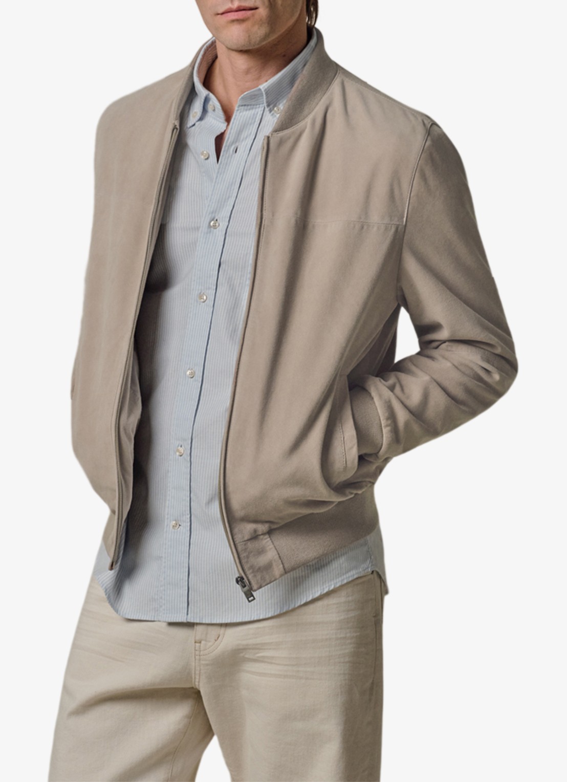 Profuomo Bomber van suede - detail 3 beige