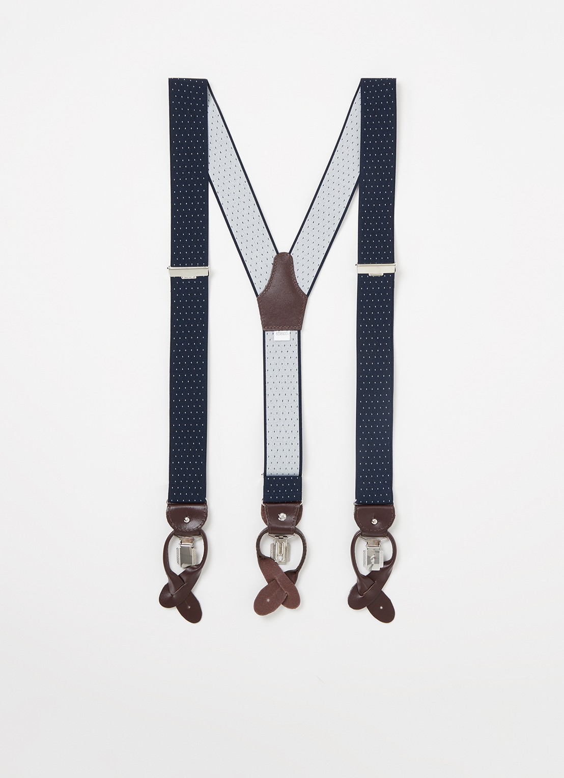 Profuomo Bretels met leren details  - voorkant kobaltblauw