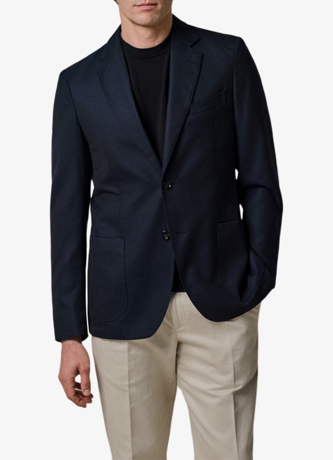 Profuomo Colbert van wol - detail 2 donkerblauw