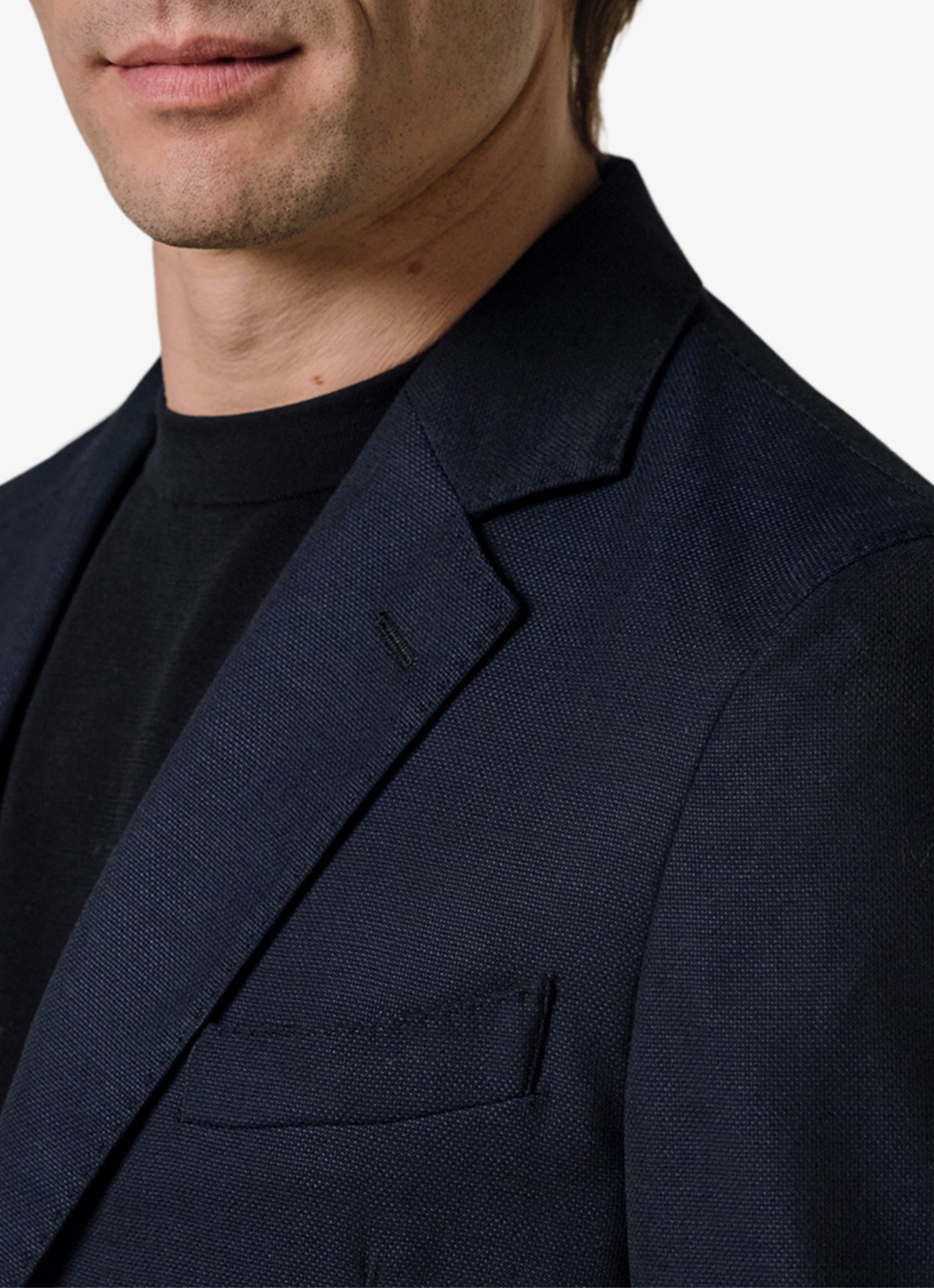 Profuomo Colbert van wol - detail 3 donkerblauw