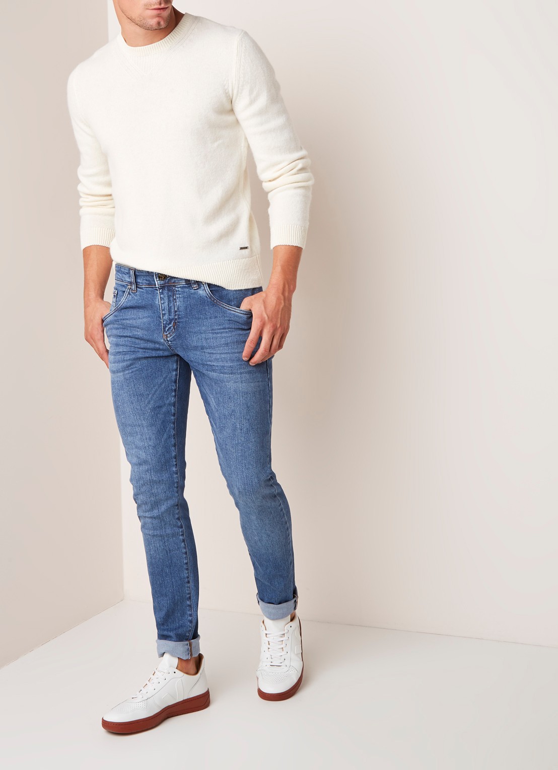 Profuomo Detox Denim skinny jeans met stretch - voorkant 3 indigo