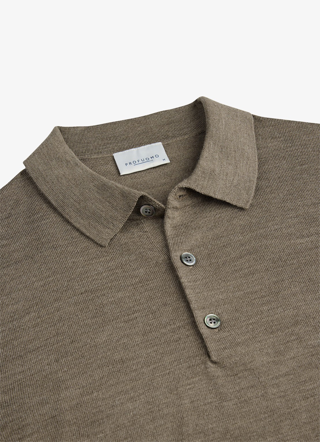 Profuomo Fijmngebreide trui van wol met polokraag - detail 2 bruin