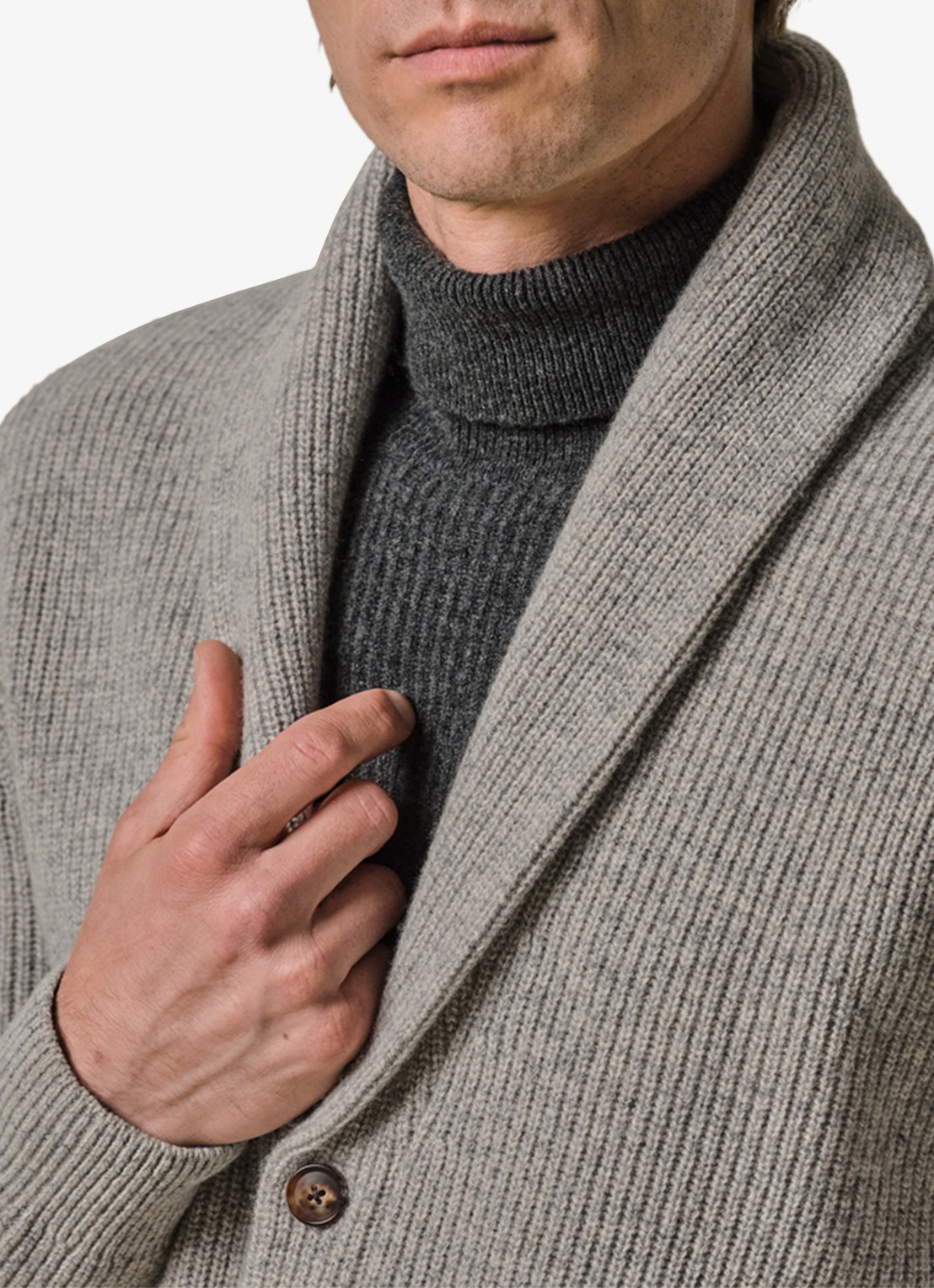 Profuomo Fijngebreid vest in wolblend met ribstructuur - detail 3 grijsmele