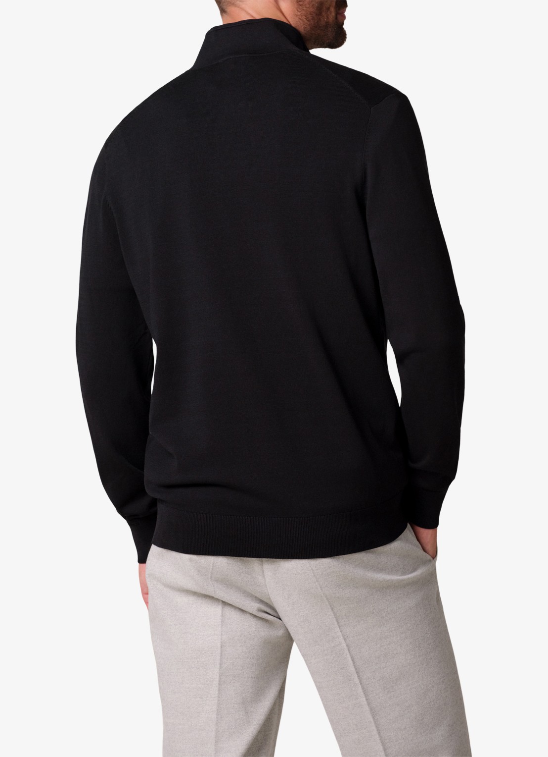 Profuomo Fijngebreid vest in zijdeblend met opstaande kraag - achterkant 6 zwart