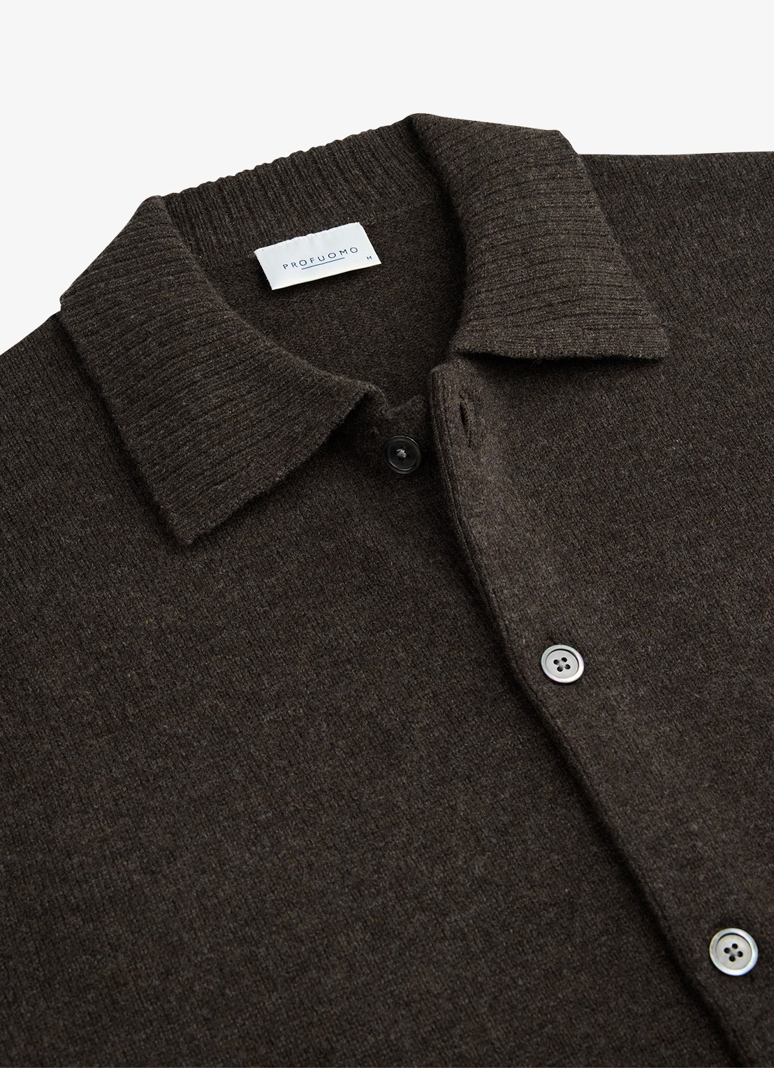 Profuomo Fijngebreid vest van wol met kraag - detail 3 donkerbruin
