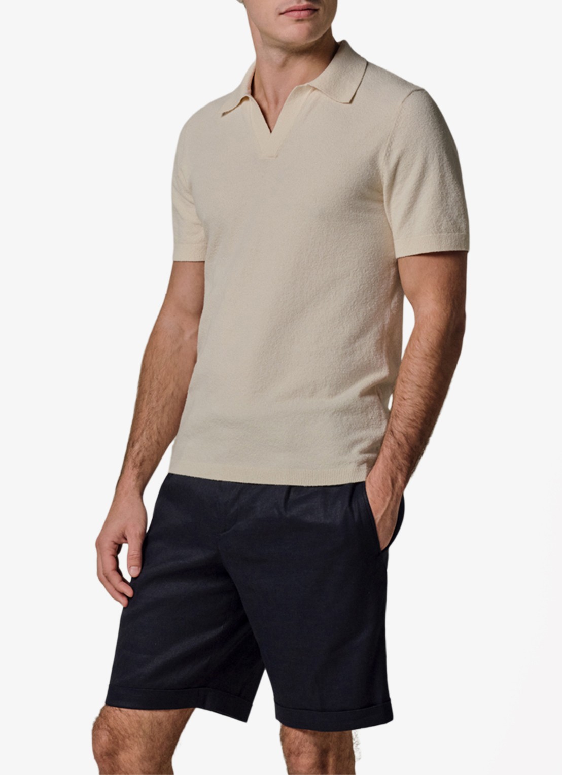 Profuomo Fijngebreide polo met stretch - detail 4 beige