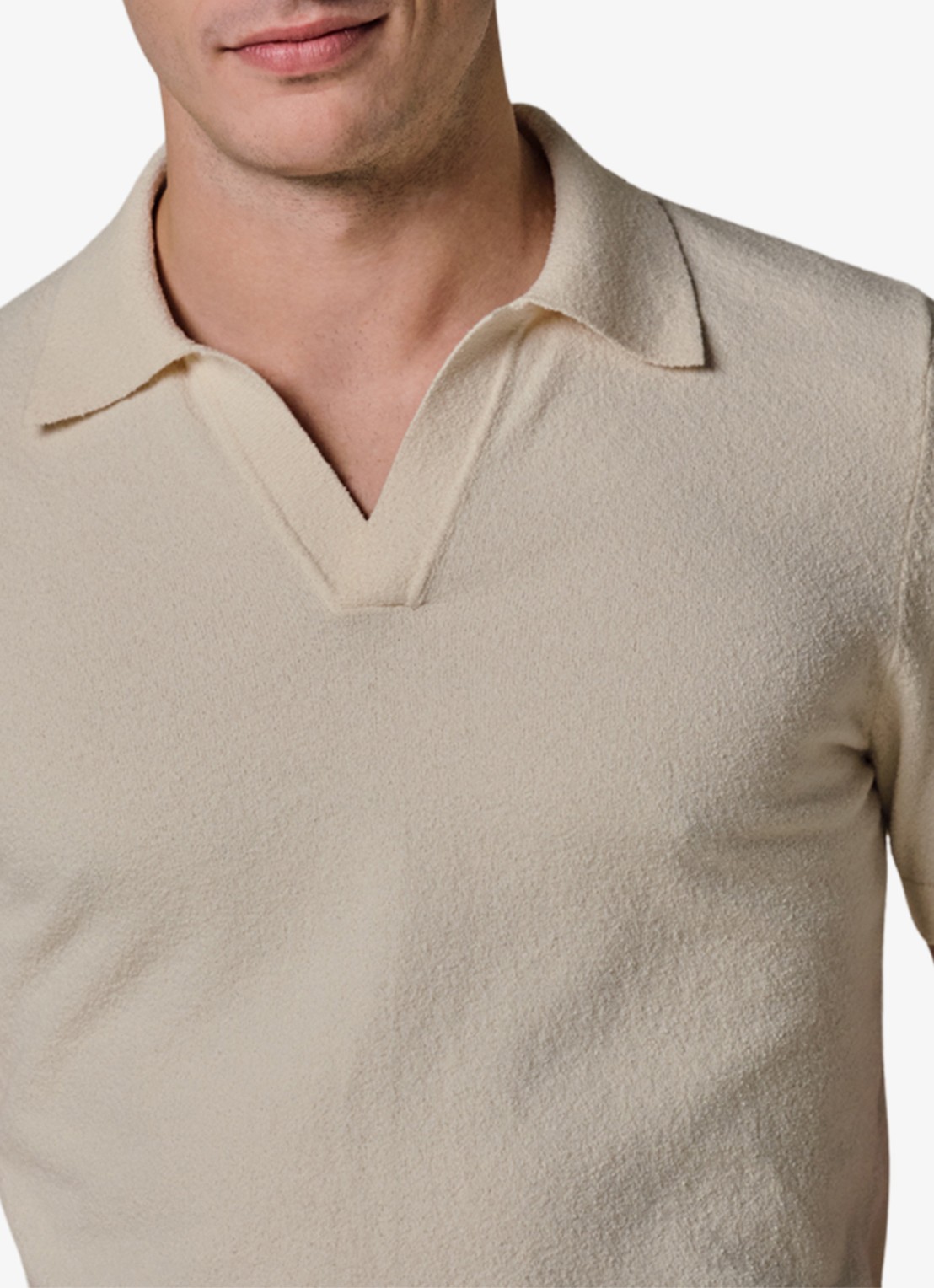 Profuomo Fijngebreide polo met stretch - detail 5 beige