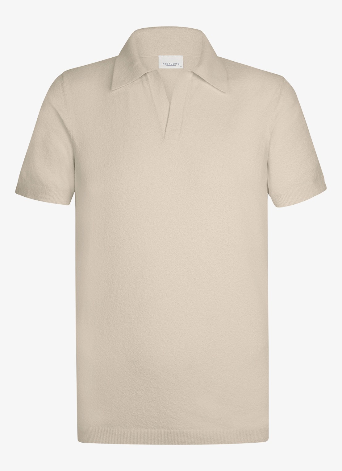 Profuomo Fijngebreide polo met stretch - voorkant beige