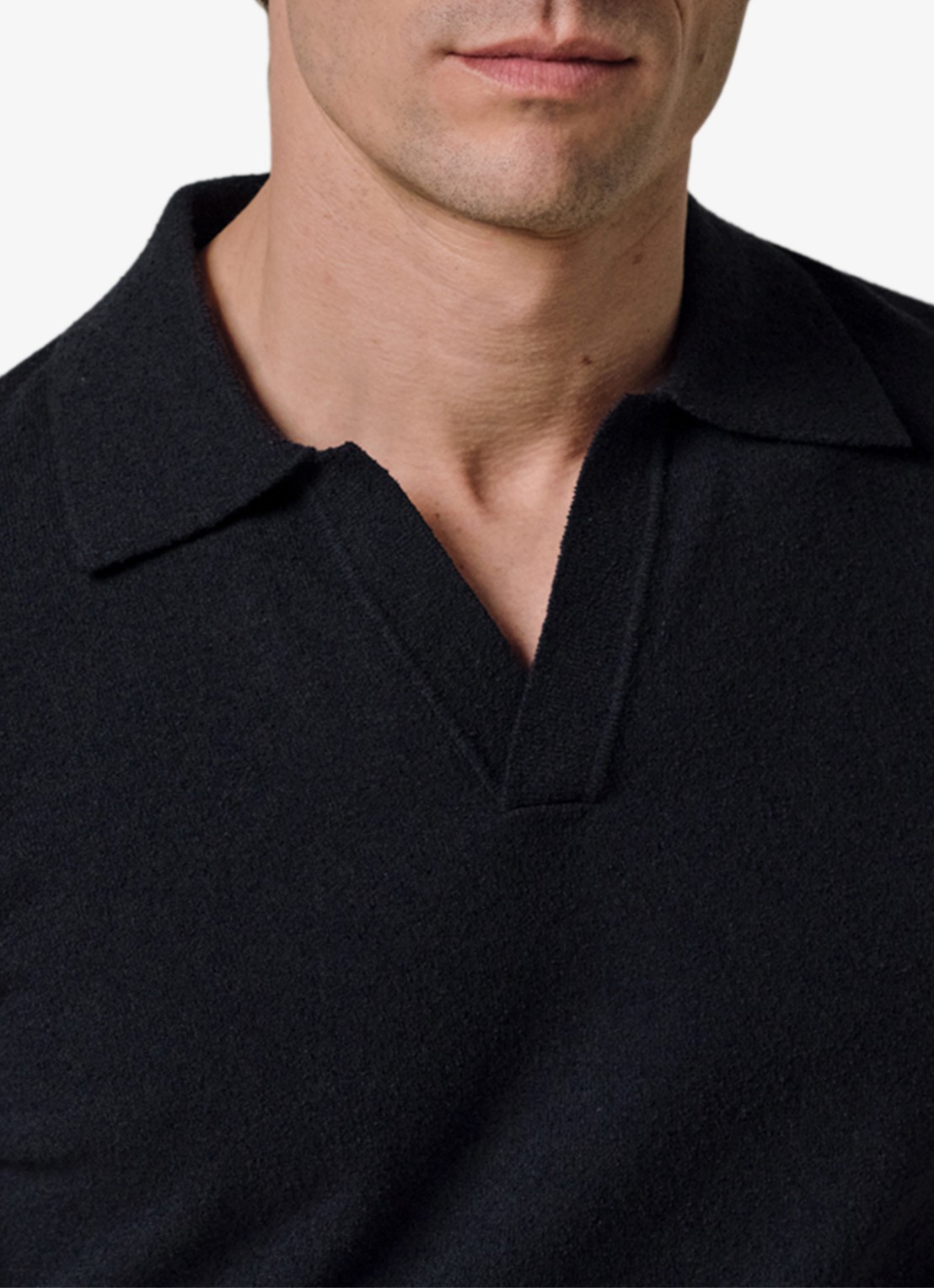 Profuomo Fijngebreide polo met stretch - detail 5 donkerblauw
