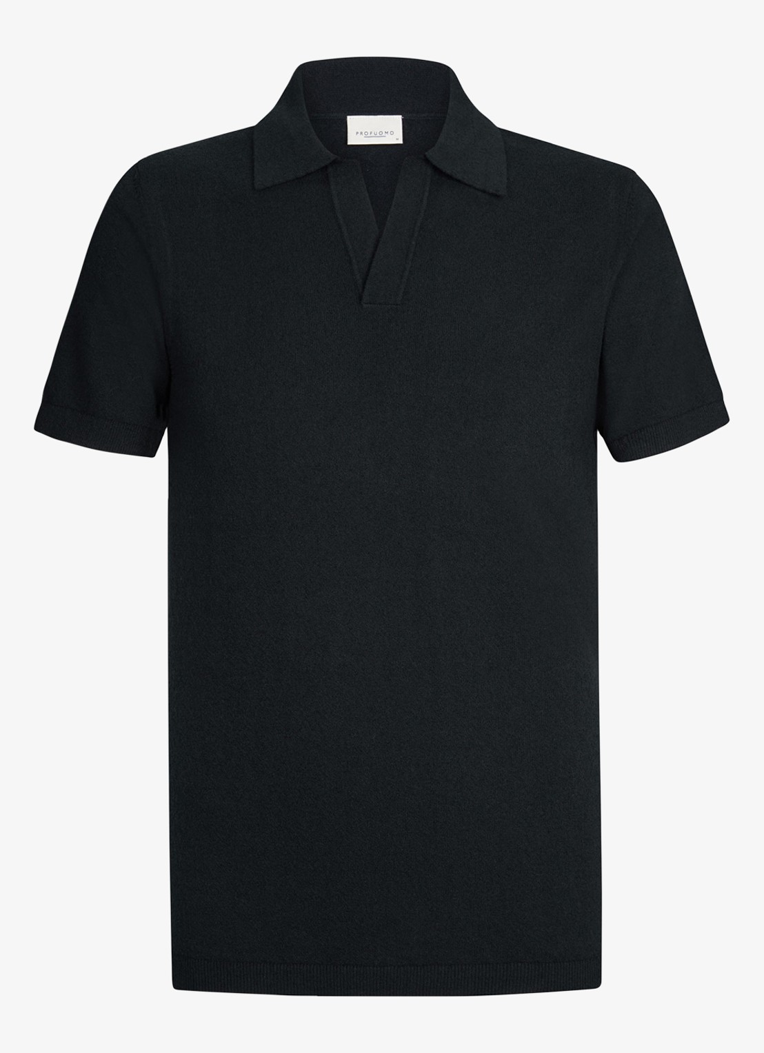 Profuomo Fijngebreide polo met stretch - voorkant donkerblauw