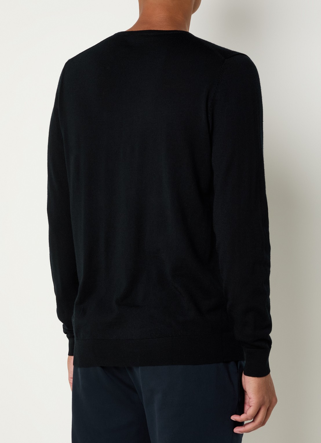 Profuomo Fijngebreide pullover van merino wol - achterkant 3 zwart