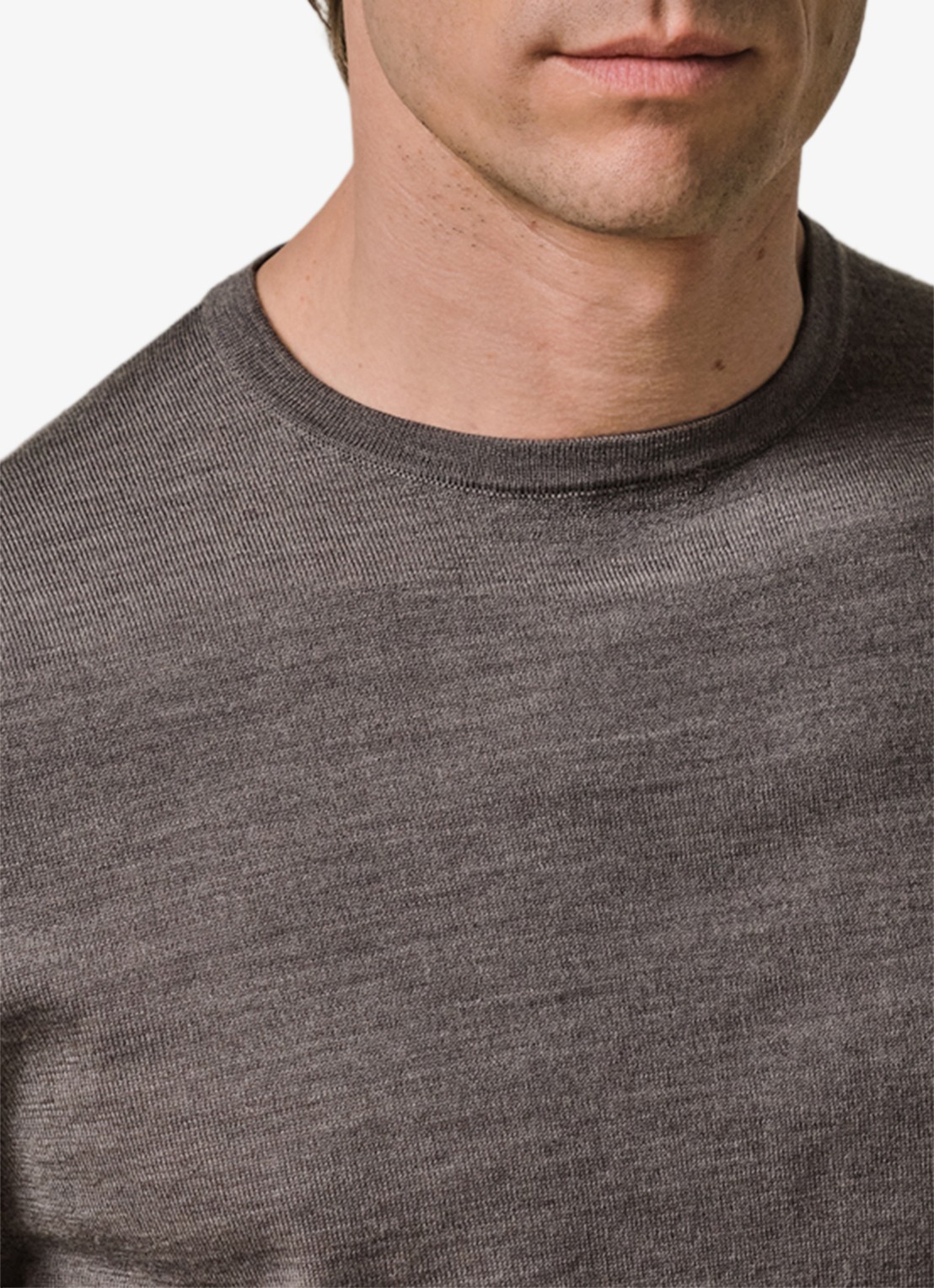 Profuomo Fijngebreide pullover van merino wol - detail 2 taupe