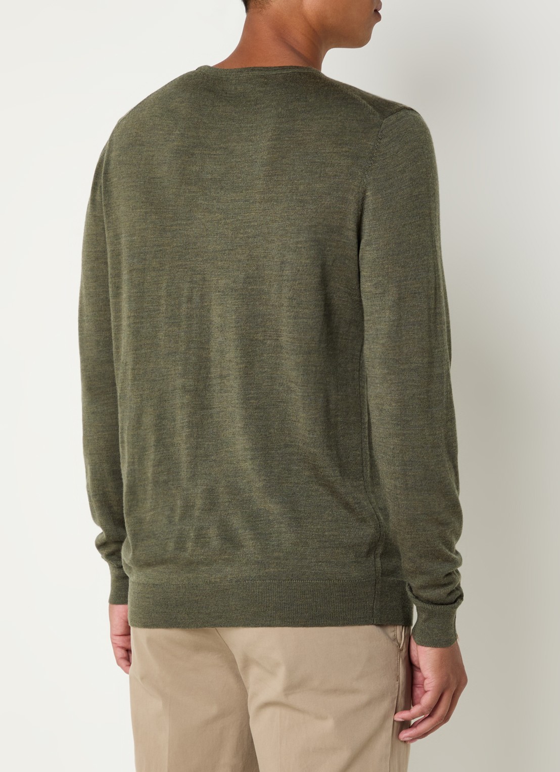 Profuomo Fijngebreide pullover van merino wol - achterkant 4 legergroen