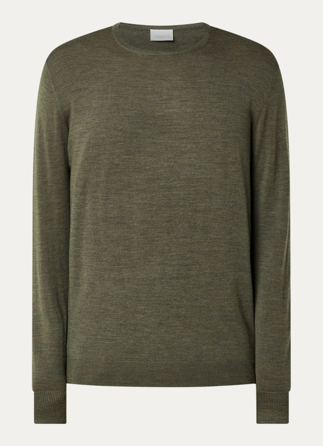 Profuomo Fijngebreide pullover van merino wol - voorkant 2 legergroen