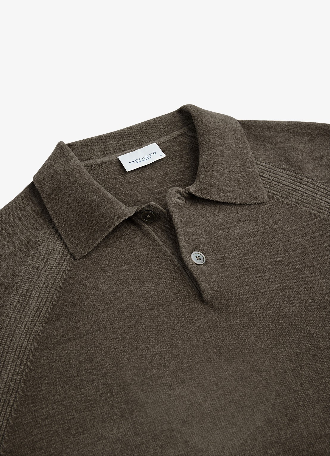 Profuomo Fijngebreide trui in wolblend met polokraag - detail 5 bruin