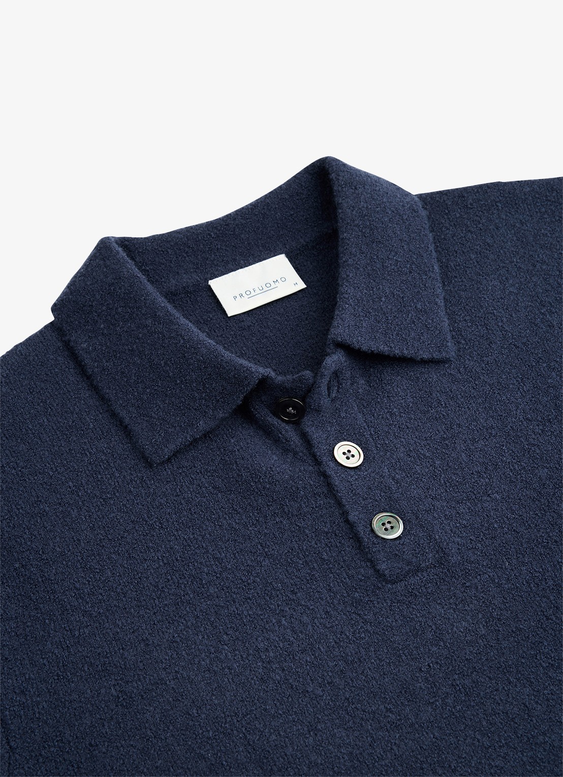 Profuomo Fijngebreide trui in wolblend met polokraag - detail 4 blauw