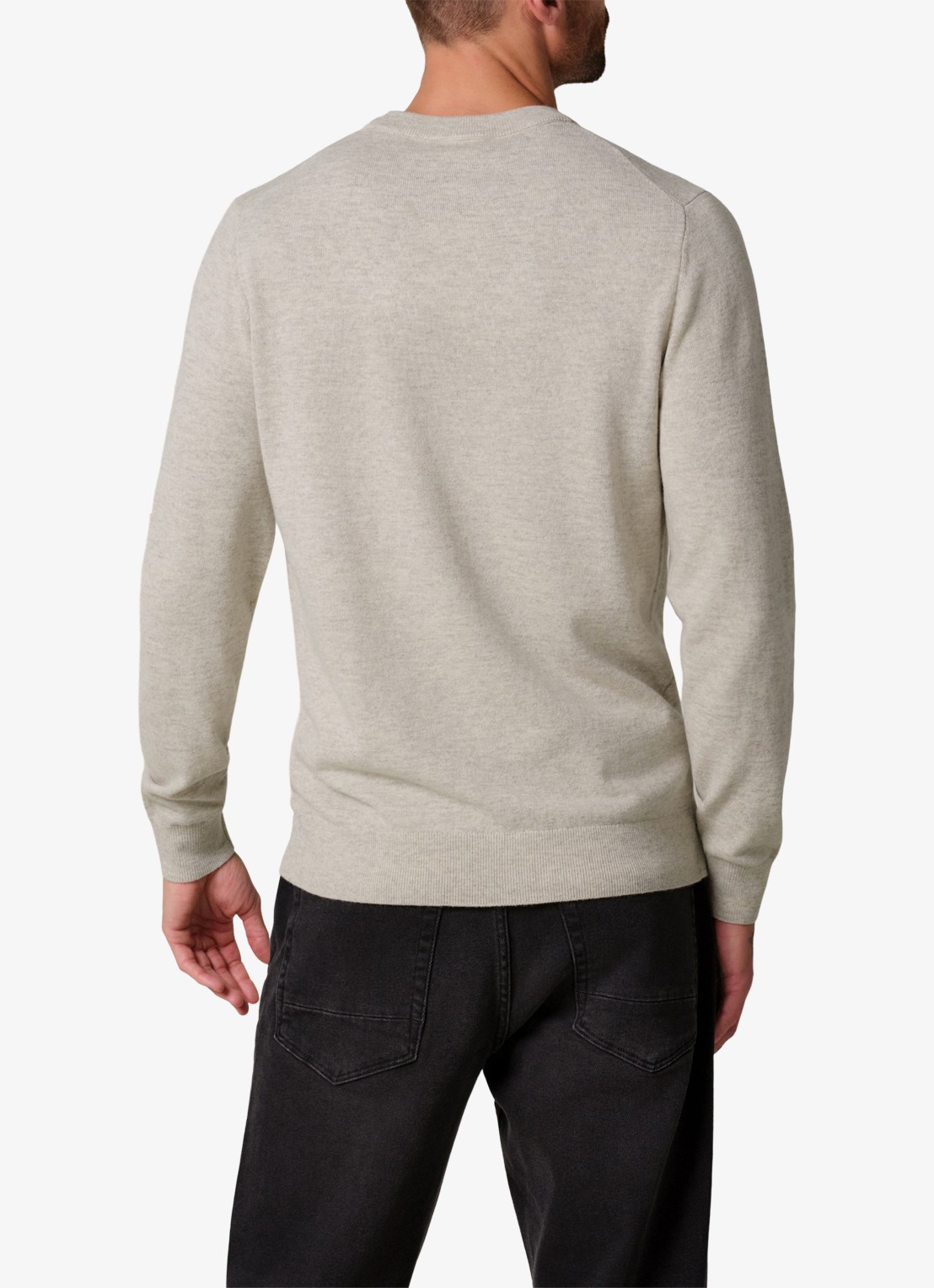 Profuomo Fijngebreide trui in wolblend met ronde hals - achterkant beige