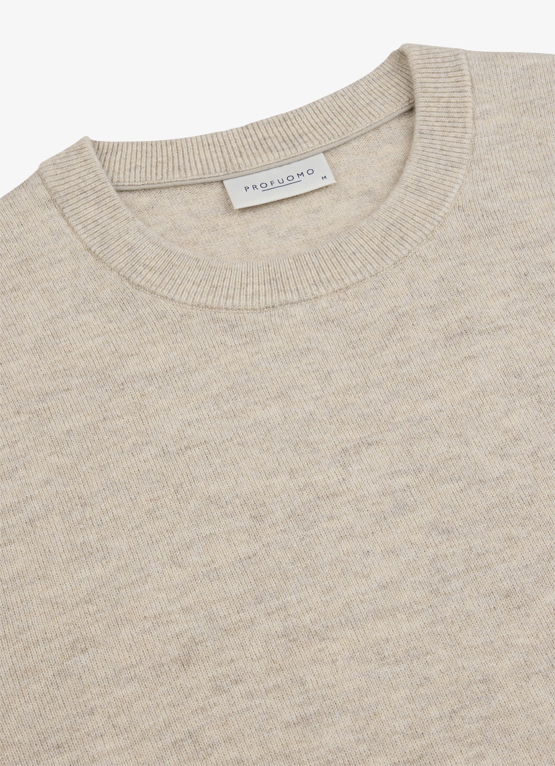 Profuomo Fijngebreide trui in wolblend met ronde hals - detail 3 beige