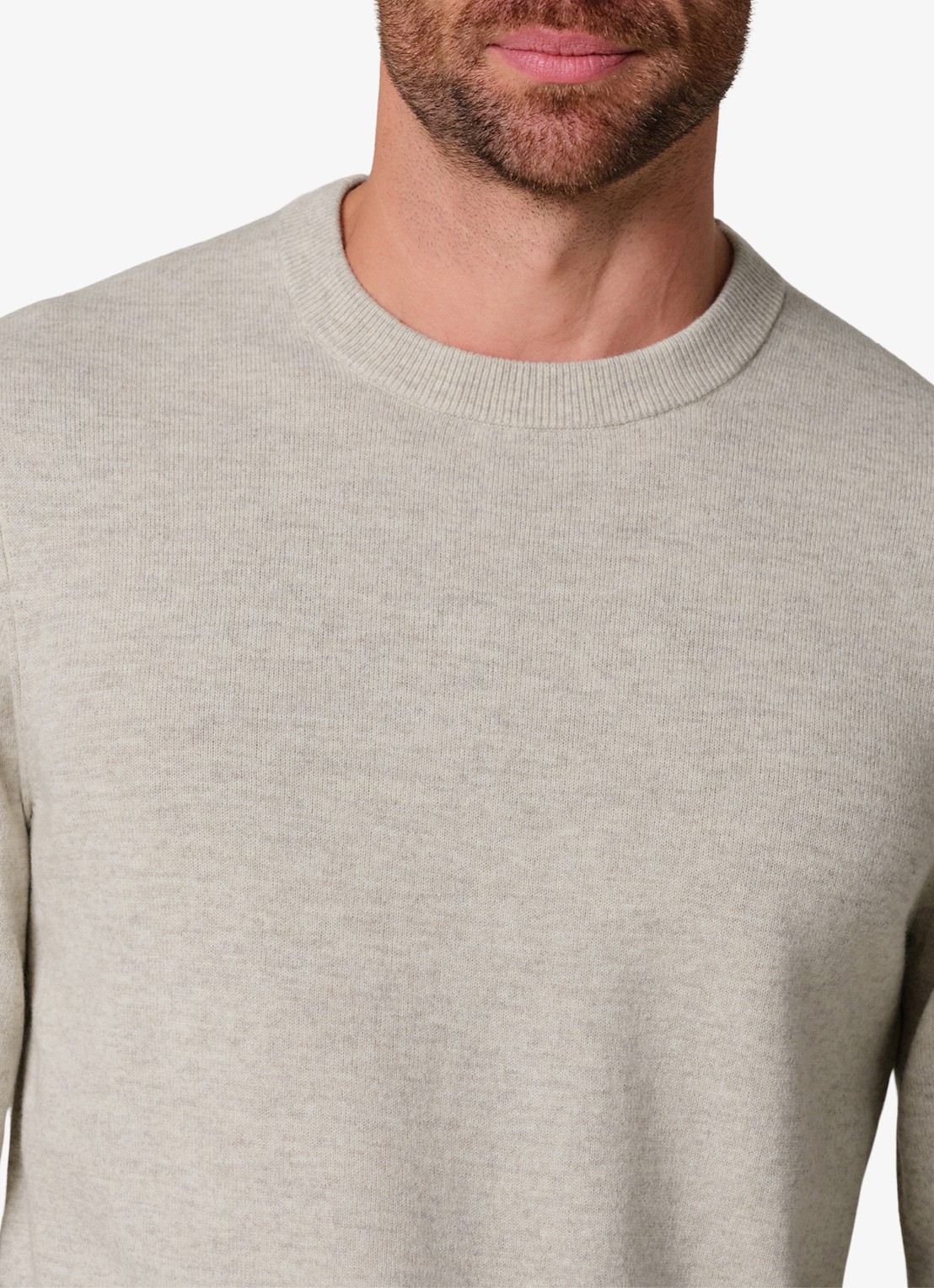 Profuomo Fijngebreide trui in wolblend met ronde hals - detail 4 beige