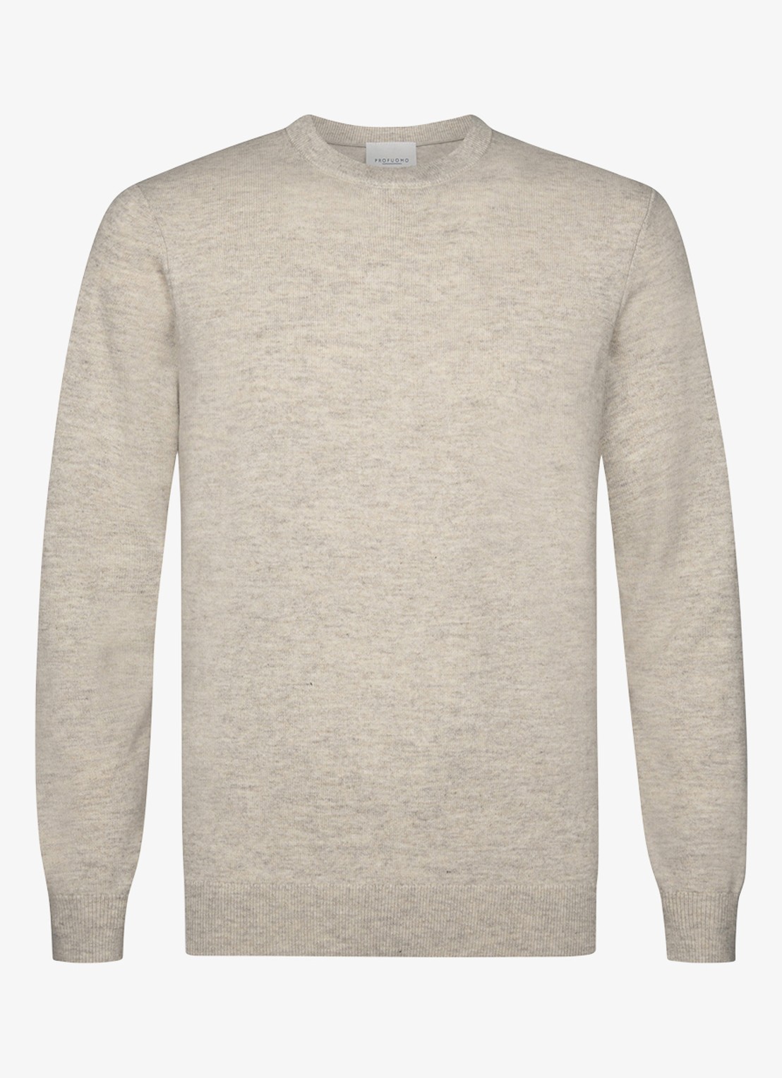 Profuomo Fijngebreide trui in wolblend met ronde hals - voorkant 5 beige