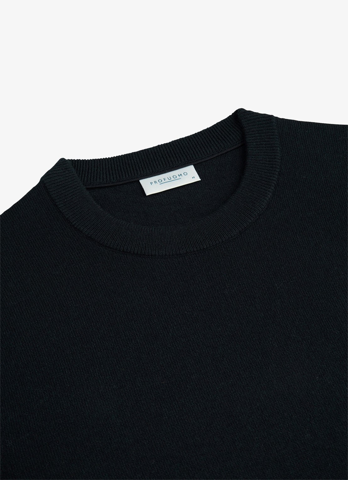 Profuomo Fijngebreide trui in wolblend met ronde hals - detail 4 donkerblauw