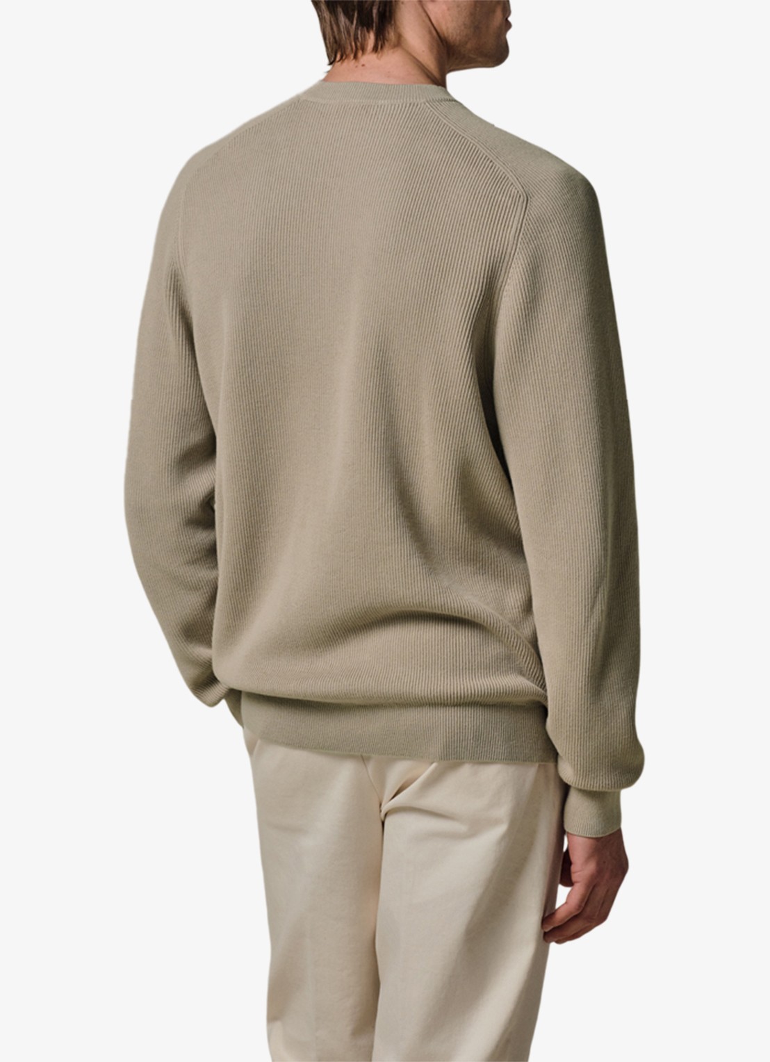 Profuomo Fijngebreide trui met ribstructuur - achterkant 3 beige
