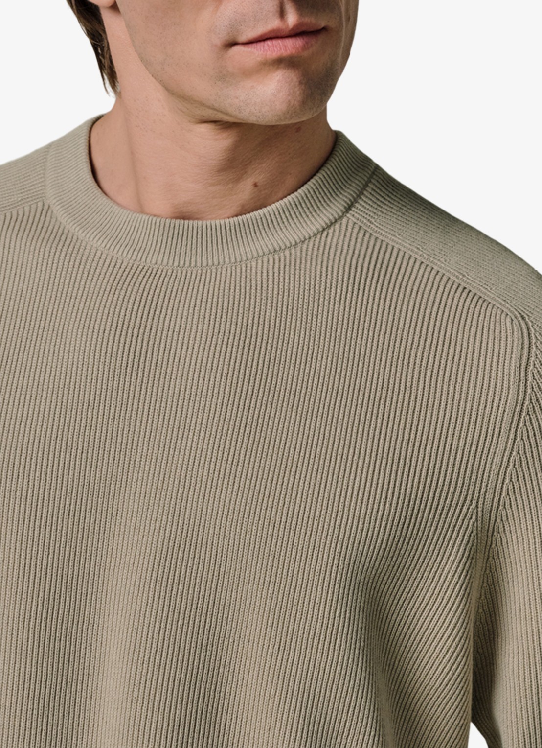 Profuomo Fijngebreide trui met ribstructuur - detail 5 beige