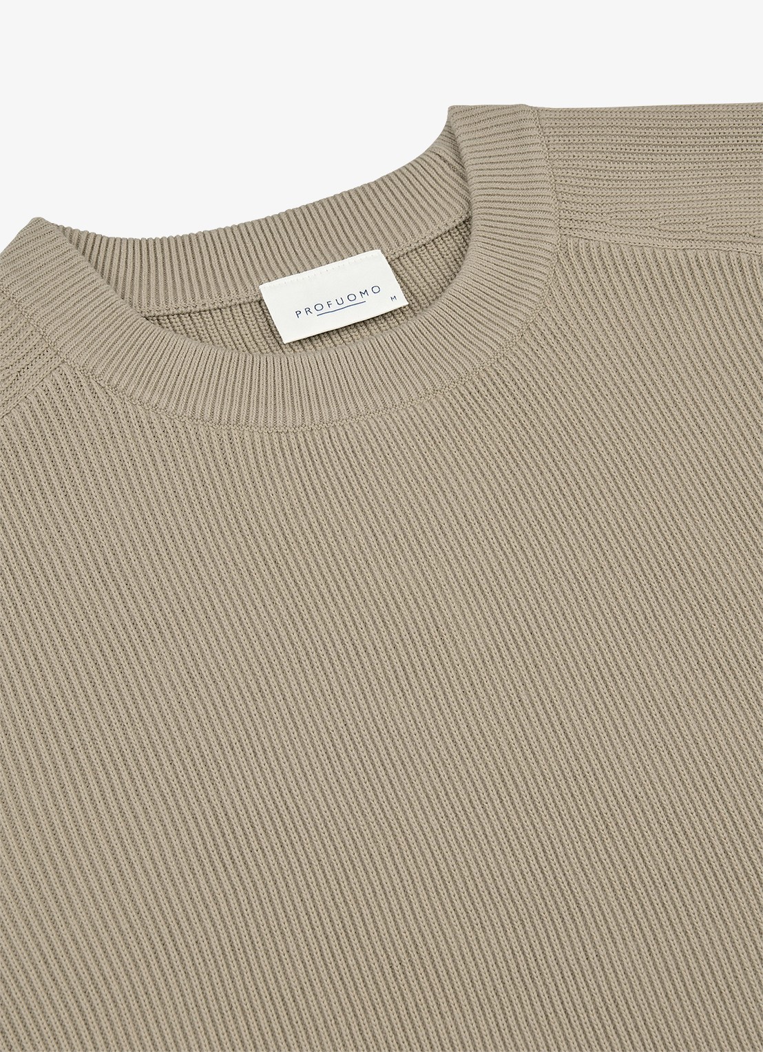 Profuomo Fijngebreide trui met ribstructuur - detail 6 beige