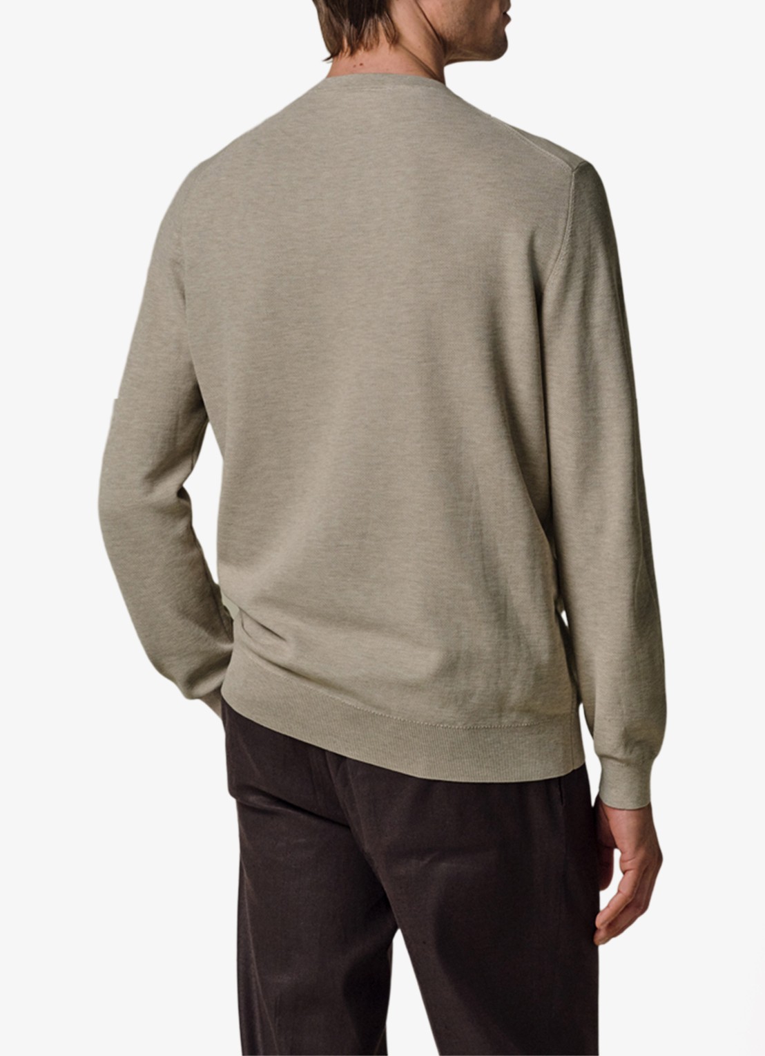 Profuomo Fijngebreide trui met ronde hals - achterkant 6 beige