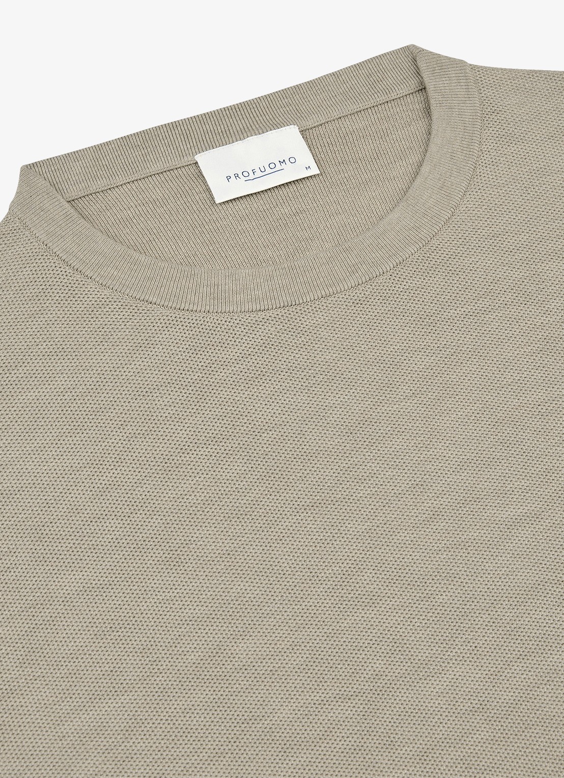 Profuomo Fijngebreide trui met ronde hals - detail 3 beige