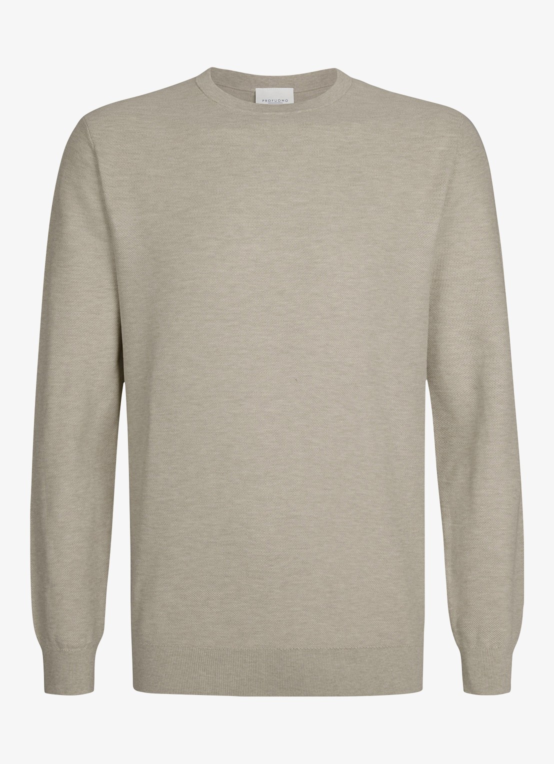 Profuomo Fijngebreide trui met ronde hals - voorkant 4 beige